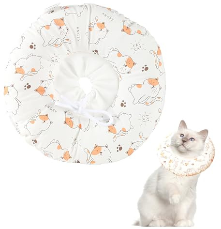 Shallyong katt skyddskrage – mjukt halsband, restaurering halsband, söt rund hals, justerbar skyddande husdjursskyddskrage (M)
