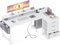 ODK Escritorio Esquinero con 4 Cajones, Escritorio en L Reversible con 2 Puertos de Carga USB y 2 Enchufes, Mesa en L con Estante para Monitor para Oficina en Casa (Blanca,160x80x84,7cm)