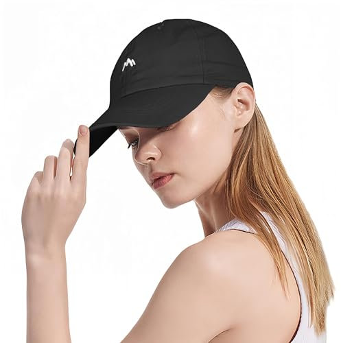 Women Running Cap - Sun Protection Baseball Cap Waterproof Adjustable Summer Sun Hat Ladies Hiking Gym Black
