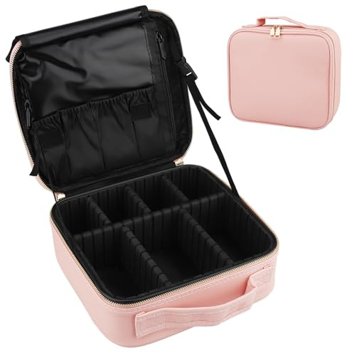 Salubohum Beauty Case, Borsa per Il Trucco Da Viaggio, Beauty Case Trucchi, Borsa per Il Porta Trucchi, Impermeabile in Pelle PU, Ampia Capacità con Divisorio, Ideale per I Viaggi (26 x 23 x 10 cm)