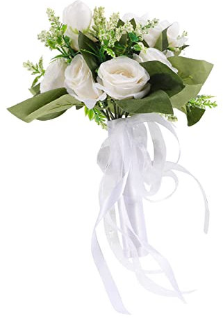 Amosfun Bouquet Da Sposa - Bouquet Da Sposa Artificiali - Fiori Per Matrimonio E Set Di Decorazioni Per Addio Nubilato