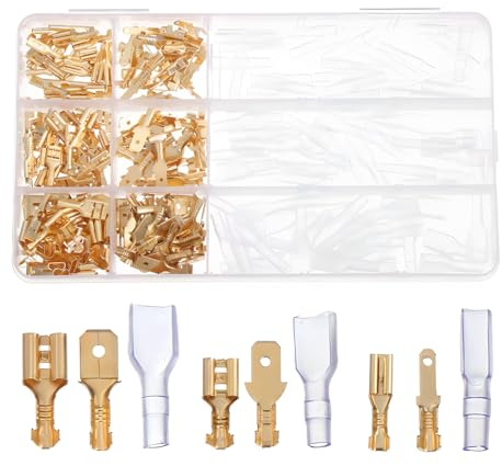 JRYXDS Kabelschuhe Set, 270 Stück Flachsteckhülsen Set Kabelschuhe Flachstecker 2,8 mm 4,8 mm 6,3 mm Männlich Weiblich Kabelstecker mit Isolierhülse Sortiment Kit Für Elektrische Verbindungen