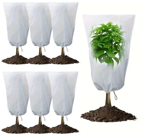 Cappuccio Protezione Piante Inverno 6 Pezzi da 70x80 cm, Telo Antigelo per Piante in Tessuto non Tessuto, Copertura Piante Inverno 17g/m2, telo per piante inverno antigelo, telo termico per piante