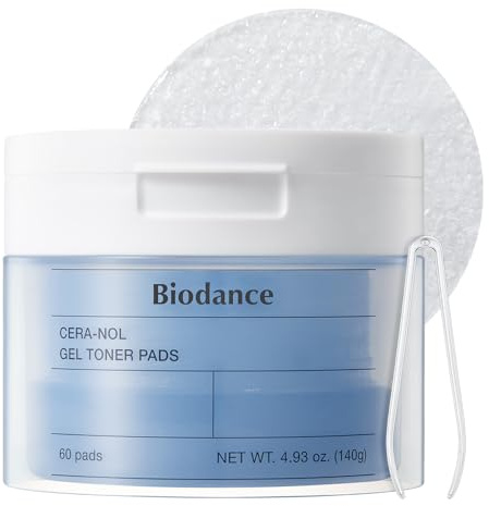 Biodance Ceranol Gel Toner Pads - Discos Tónicos para Piel Sensible con Pantenol y Ceramidas, Cosmética Coreana, 60 Unidades (140g)