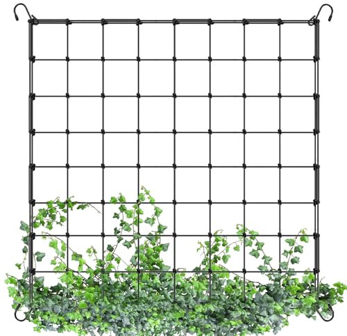 KUWUNG Treillage Plantes Grimpantes, 120x120cm Treillis Jardin avec 4 Crochets, Filet Plantes, Treillis pour Plantes Grimpantes, Filets pour Jardin pour Plantes, Légumes, Fruits, Fleurs