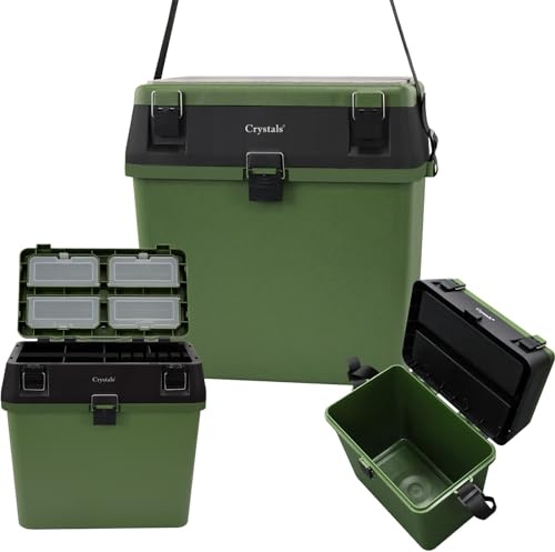 Crystals Fishing Tackle Box Seat – Lure Organizer with Padded Seat & Straps for Fly, Sea, and Coarse Fishing (Without Bag)