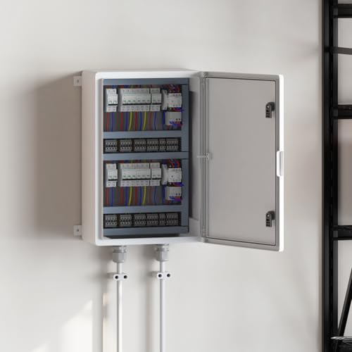 Tidyard Steuerschrank Grau 40 x 20 x 60 cm Plastik, Wasserdichter Verteilerkasten Wandschrank Leergehäuse für Elektro-, Steuerungs- und Sensorik-Technik