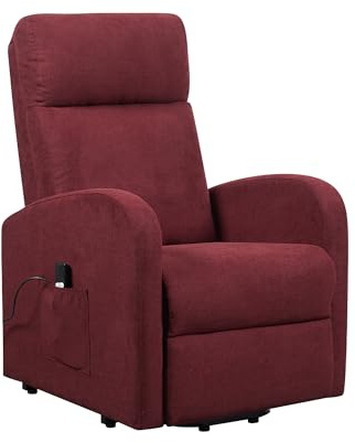 POLTRONE ITALIA Poltrona Alzapersona relax reclinazione elettrica poltrona per anziani soggiorno elevabile Detraibile 19% tessuto bordeaux