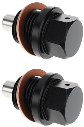 SG Store 2 Viti Magnetiche Per Tappo Di Scarico Dell'olio M14x1,25 Mm Con Rondella In Alluminio Nero Compatibile Con Citroen Compatibile Con BMW