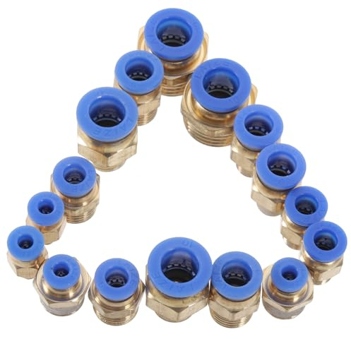 Generico Set da 16 Raccordi Rapidi per Tubi dell'Aria in Plastica Connettori a Crimpare per Compressori e Utensili Pneumatici Accessori per Tubi Flessibili Design a Sgancio Rapido e