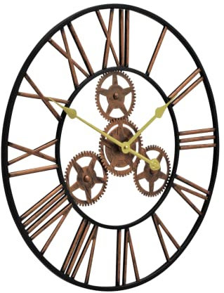 LARGE OUTDOOR GARDEN WALL CLOCK BIG ROMAN NUMERALS GIANT OPEN COGS FACE METAL BY HOME HUT®