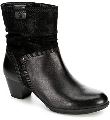 Medicus Womens Jil Heeled Zip Up Slouch Ankle Boot Shoes, Black, US 6.5