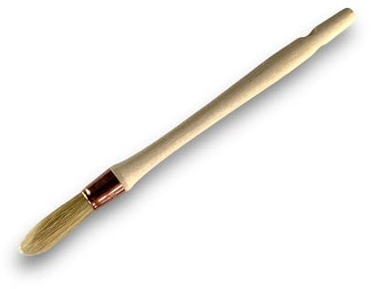 Pinceau de Pouce à rechampir | Brosse Ronde en Soie Blanche | Ø 15 mm | Idéal Peinture rénovation Volets moulures plinthes Angles persiennes | Manche Bois Brut | Kibros 371D15_30b