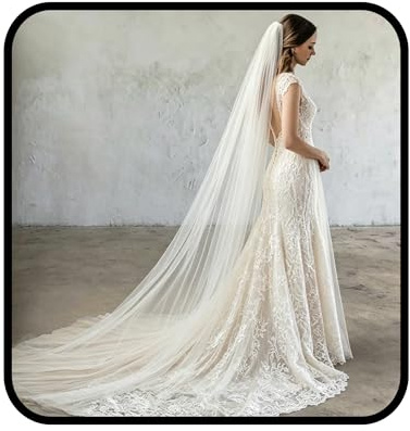 Ursumy Wedding 2T velo largo catedral velo suave tul velos de novia con peine (blanco)