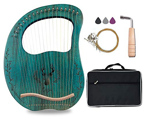 Lyre Harp, 19 Metal Strings Maple Saddle Mahogany Body Lyra Harp with Bag key included