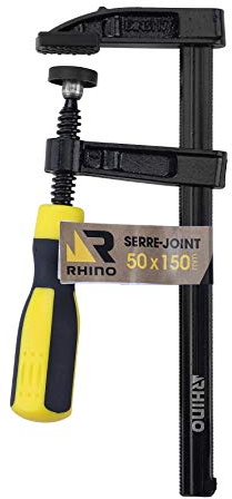 Rhino 41392 Serre Joints à vis 50 x 150 mm - Serre-joints à Barres Main Dormant avec Manche bi-matière-50 x 150 mm-Garantie 5 Ans