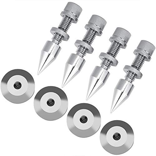ANCLLO Altoparlante da ​4 pezzi Spike Isolamento Spikes Stand Altoparlante HiFi Base cono antiurto Pad, dado di bilanciamento di regolazione dell'altezza-di bell'aspetto,antigraffio,antiurto(Argento)