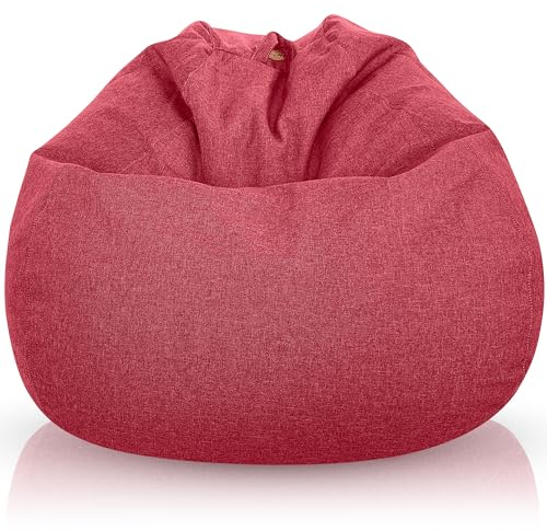 Aiire Relaxo Sitzsack Gaming mit Füllung - Bean Bag Chair für Erwachsene, Jungen und Kinder - Bodenkissen Grob, Chill Sessel für Kuschelecke – Sitzsäcke Rot