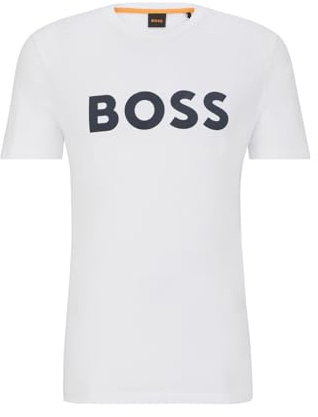 BOSS Hommes Thinking 1 T-Shirt en Jersey de Coton avec Grand Logo imprimé