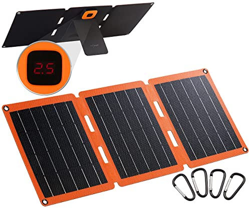 revolt USB c Solar Panel: 21-Watt-Solarpanel-Ladegerät, USB-C/-A, je 2,4 A, faltbar, IP65, ETFE (Solar faltbar, Solarpanel Handy, Solarpowerbank)