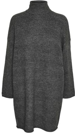 VERO MODA Vmgemma LS VMA Noos - Vestido de Punto con Cuello Alto, Gris Oscuro, XL