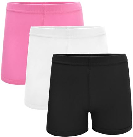 Short de Cyclisme pour Filles, Lot de 3 - Short Respirant et Confortable pour Filles - Short de Sport élastique et sûr pour la Danse et Le vélo - Associé à des Jupes pour Les Enfants de 6-8 Ans