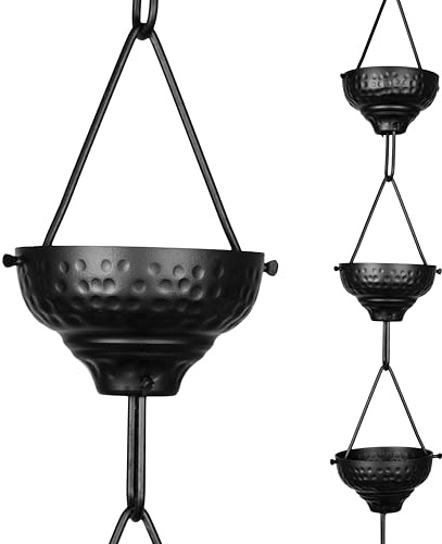 Monarch regnkedjor 18127 aluminium östern hamrad kopp, 2,5 cm längd ersättning nedrör för rännor, regnkedja 20 cm, svart