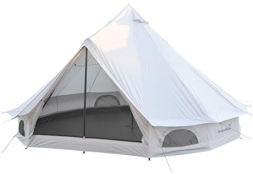 Skandika Tipi 500 för 10 personer | Campingtält, återvunnet Oxford-tältmaterial, ståhöjd 300 cm, 3 000 mm vattenpelare, myggnät, insytt tältgolv | glampingtält, festivaltält, familjetält