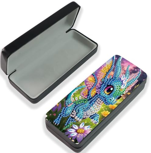 JISHSHAY Diamantmålning glasögonfodral drake diamantmålning låda drake diamantmålning glasögon fodral gör-det-själv vuxen kit broderi korsstygn pussel vuxen solglasögon fodral