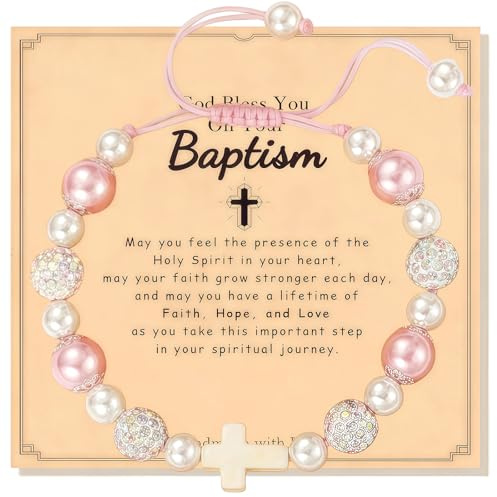 Drefund Cross Bracelets Gifts for Girls' Baptism First Communion Easter Confirmation, Religious Christening Jewelry Graduation Gift for Girl Daughter Granddaughter Sister Niece Godchild
