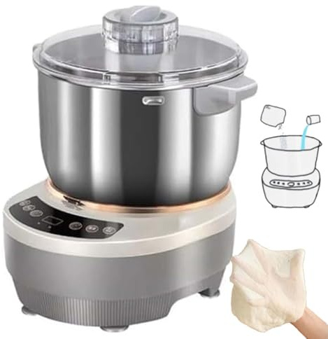 CUTANGELAR Köksmaskin med stor kapacitet med skål i 304 rostfritt stål, erbjuder 5 liter/7 liter kapacitet. Den tysta 200W-motorn säkerställer effektiv drift, perfekt för att baka bröd, pizza(7L)
