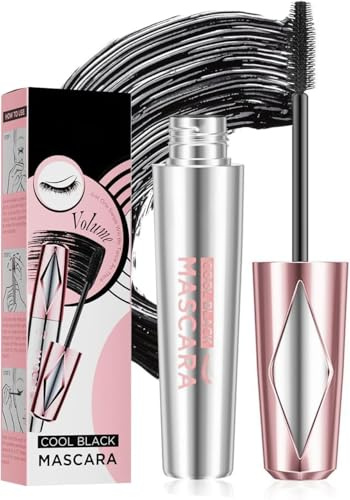 5D Wimperntusche Wasserfest Mascara - Verlängernde & Volumengebende Wimperntusche, mit Neuem Silikon-Bürstenkopf 3-Sekunden Fixierung & Locken-Effekt Schwarze Mascara für Natürliche Dramatische Looks