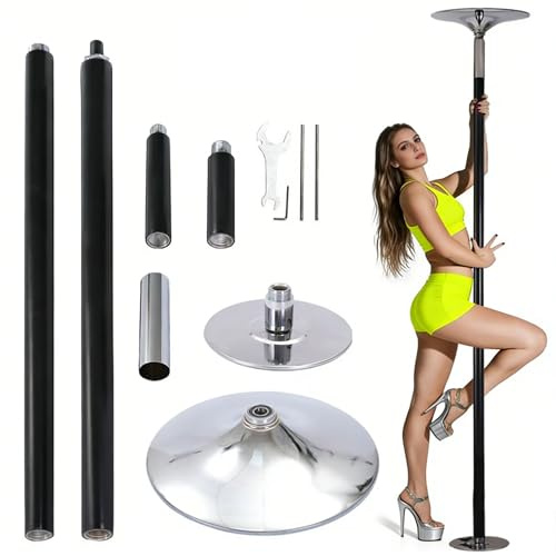 Palo Pole Dance, Barra Pole Dance da Casa, Silicone Antiscivolo Ø45 mm, Regolabile Senza Fori 230–275 cm, Spin e Statico 360°, Acciaio Inox, Fitness Appartamento Studio(Black)