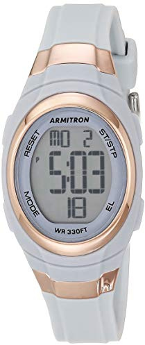 Armitron Sport Women's Digital Chronograph Resin Strap Watch, 45/7034 Blue/Rose Gold