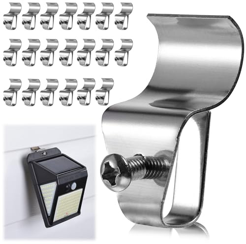 HUXOR 20 Pack Vinyl Siding Hooks for Solar Outdoor Lights, Clips for Hanging Motion Sensor Solar Security Light, Solar Powered Wall Lights, String Lights