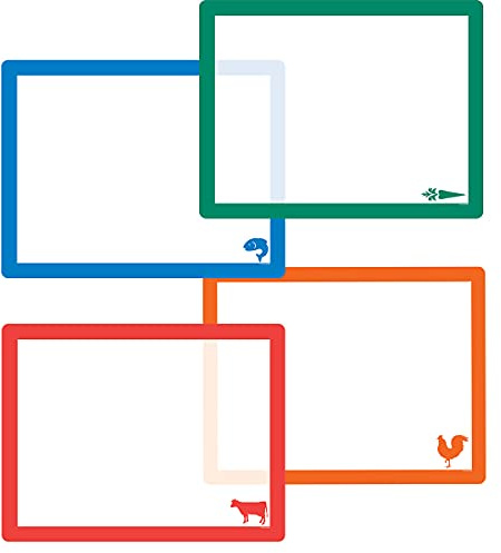 Cut N' Funnel Assorted Color Flexible Plastic Cutting Board Mats with Borders & Food Icons, 4 Pack 15 x 11.5 Made in the USA