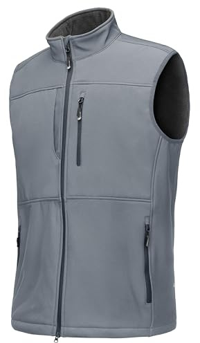 33,000ft Chaqueta de chaleco softshell para hombre, abrigo sin mangas a prueba de viento e impermeable, chaqueta cálida con cremallera para viajes y actividades al aire libre