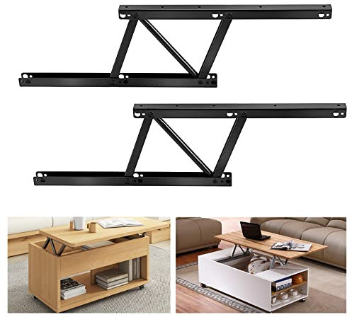 2 bisagras plegables para mesa de centro, accesorios para mesa de café, bisagra superior de elevación de mesa, mecanismo de mesa plegable, color negro (acero)
