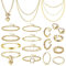 Kakonia 15 Stück Gold Schmuck Set Kleine Creolen Ketten Armbander Für Damen Mädchen Chain Layer Halskette Verstellbar Gliederkette Chain Halskette Modeschmuck Hip Hop Set