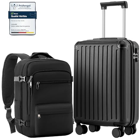 COOLIFE Ryanair Valise Cabine 55 x 35 x 20 et Bagage Cabine 40x20x25(20L), Bagages Cabine Bagage à Main Rigide avec Serrure TSA et 4 roulettes Jumelées Adapté Aux Voyages