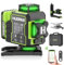 Huepar 2024 New Edition W04CG 4D Laser Level, LCD Display, Rotating Motor Base, 360° Self-Leveling Cross Line - Bluetooth Remote Control, High Precision Laser Level, Pulse Mode