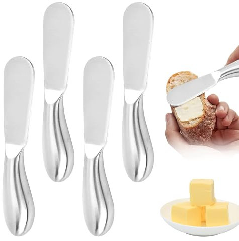 Caldamn 4PCS Edelstahl Buttermesser 13.5cm Rostfrei Brötchenmesser Buttermesser Edelstahl Buttermesser Klein Edelstahl Perfekt Eignet sich zum für Haushalt Küche Restaurant und Picknick