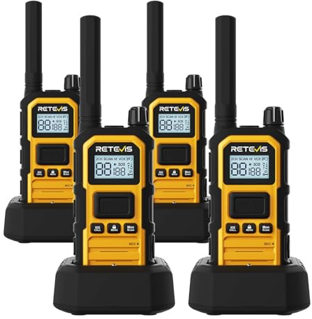 Retevis RB48 Plus IP67 Waterproof Heavy Duty Long Range Walkie Talkies, GMRS Radio, Construction Jobsite Two Way Radio, NOAA, Shock Resistant, Dual PTT, Emergency, Vibration Reminder(4 Pack)