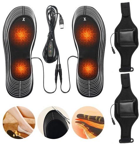 Beheizbare Einlegesohlen, USB Akkubetrieb Wärmesohlen für Schuhe, Heizsohlen Thermosohlen Beheizt Schuheinlage WinterfußWärmer für Männer und Frauen, Größe: 35-46(Zuschneidbar), Waschbar