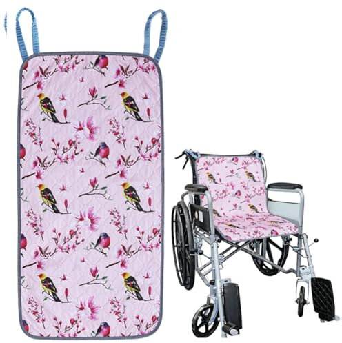 Hochsaugfähige Inkontinenzunterlage für ältere Menschen,Wasserdichte Einlagen,Waschbar und wiederverwendbar,Rollstuhlkissen,Rutschfestes Sitzkissen mit zwei Schlaufengriffen,50 x 90 cm,Blumenstil C