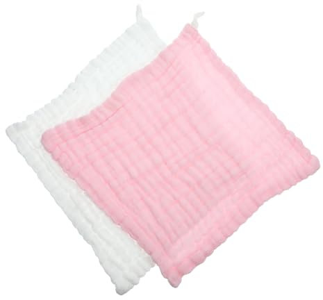 ANDRESLAD 2stücke Baumwoll-spucktücher Für Mädchen Weiche Und Saugfähige Wickeltücher Rosa Und Weiß Für Empfindliche Babyhaut Vielseitig Einsetzbar Als Oder Sabberlätzchen