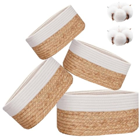 LiangYuanZen 4er korb geflochten Set aus Aufbewahrungskorb Körbe aufbewahrung Badezimmer bad Ordnungsbox Organizer Für dekoratives Küche Aufbewahrungsbad,Schlafzimmer