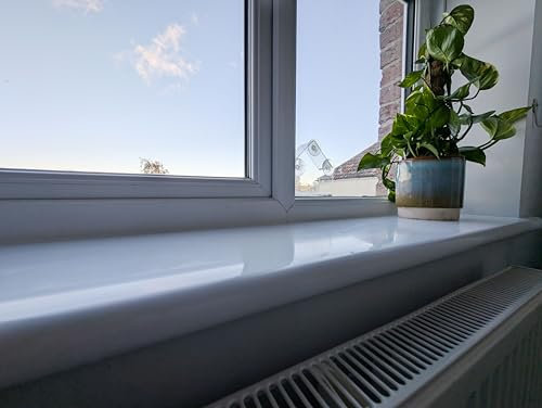 White PVC Bullnose Window Board Cover 1.25m Long with End Caps (260mm Depth)