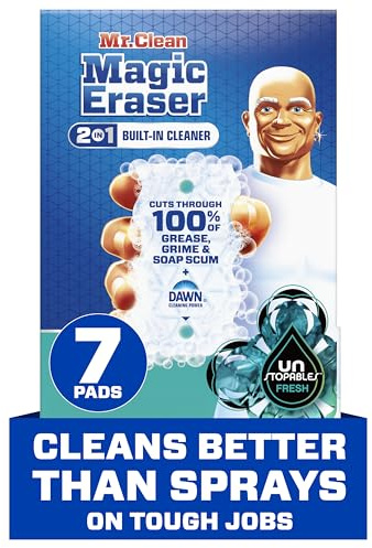 Mr. Clean Magic Eraser Foaming Sponge, All Purpose Cleaner, Dawn Cleaning Power, Wall, Sneaker, Oven Cleaner, Kitchen, Bathroom, Shower Cleaning Supplies, Scrubber, Ultra Foamy, 7ct