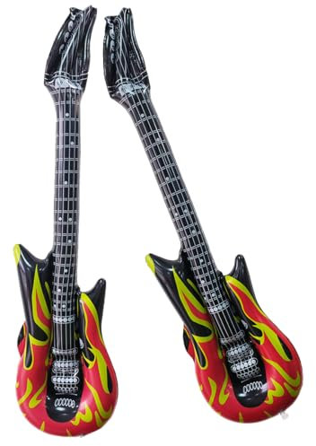 Ruayia 2 chitarre gonfiabili a fiamme gonfiabili, per gonfiare, 90 cm, per feste a tema e carnevale